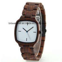 Small Wrist Wood Square Women′s Wooden Watch with Japan Movement